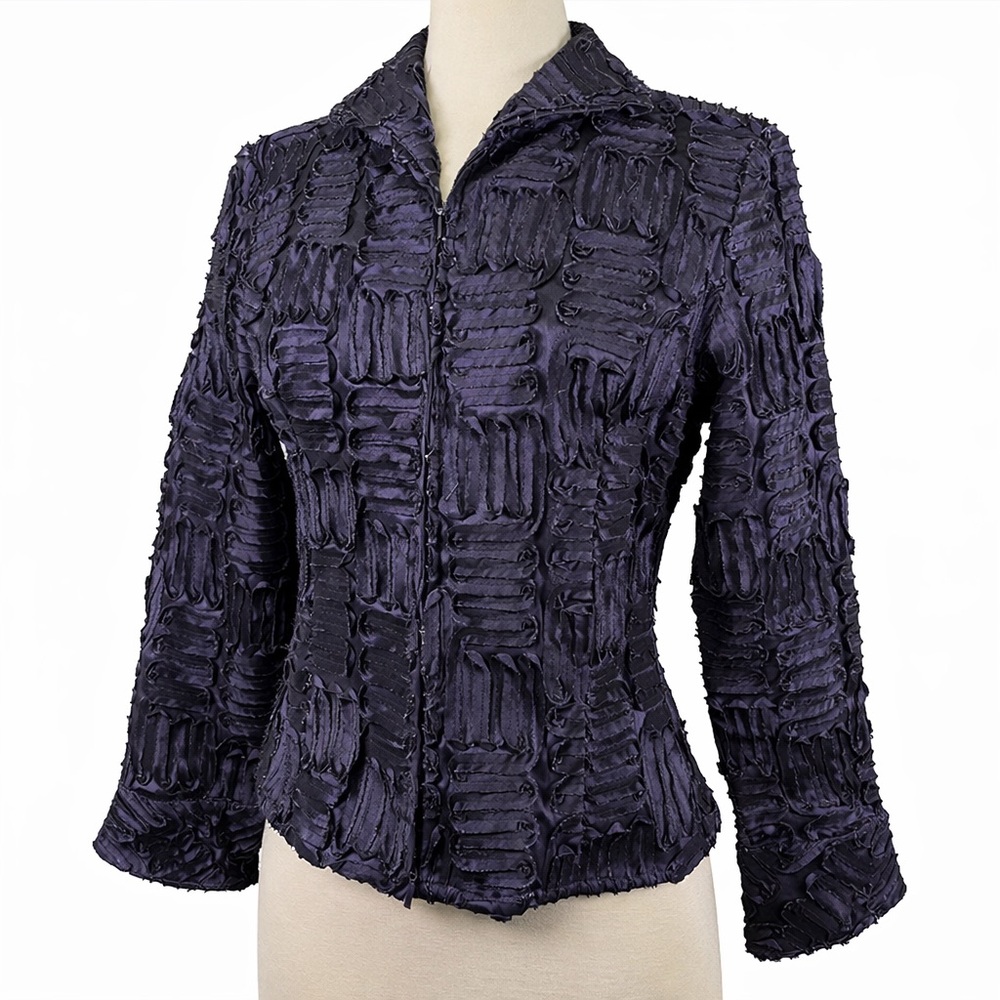 Samuel Dong Purple Soutache Satin Jacket Size Small